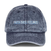 Faith Over Feelings Christian Hat EternalChristianTees Navy